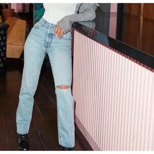 REVICE Distressed Ex-Boyfriend Size 28 Player One Wash Butt Slit Straight Leg